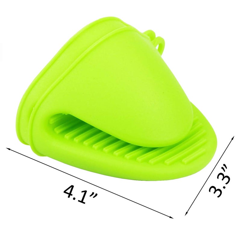 Acronde 2 Pairs Mini Oven Gloves Silicone Heat Resistant Cooking Pinch Mitts Potholder for Kitchen Cooking & Baking (Green and Rose Red) - Image 5